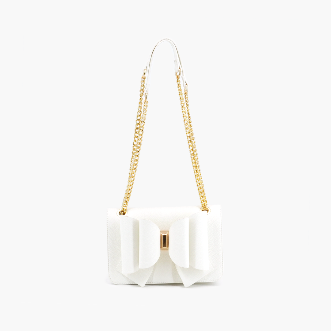 Jane Overflap Bow Crossbody - White