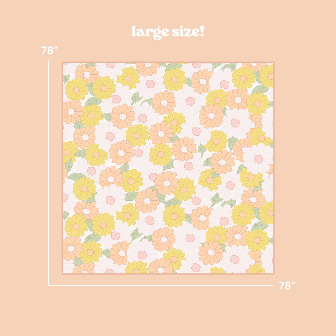 On-the-Go Quilted Blanket-Daisy Craze Peach