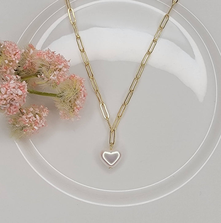 AURORA HEART PEARL NECKLACE. - BT60