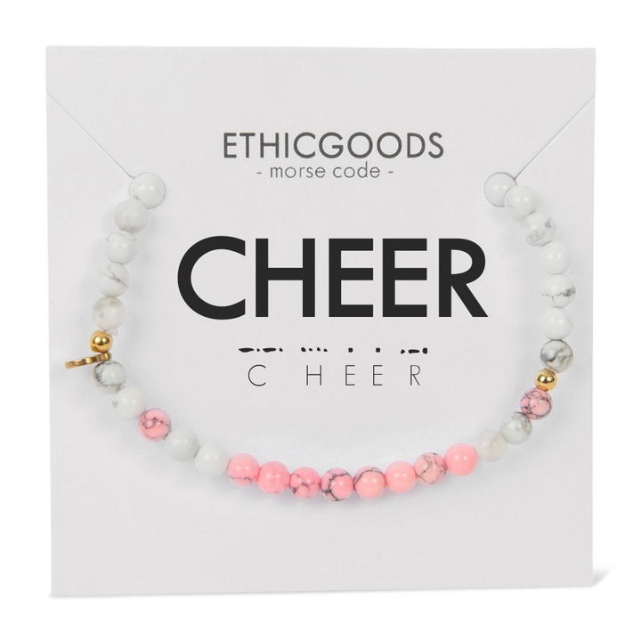 MINI Kids Morse Code Bracelet | CHEER: Pink & Howlite