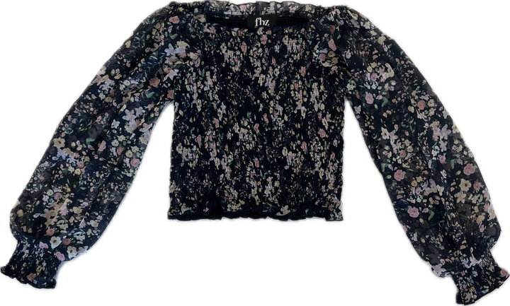 Floral Navy Chiffon Top