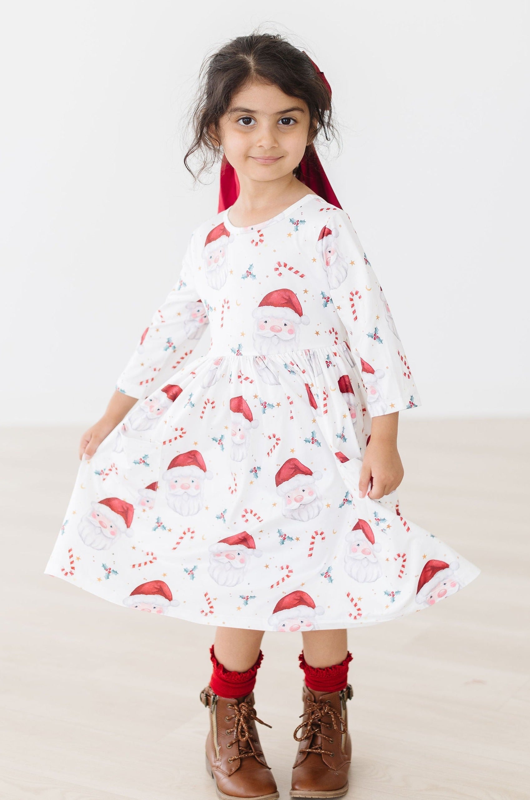 Mistletoe Magic 3/4 Sleeve Pocket Twirl Dress