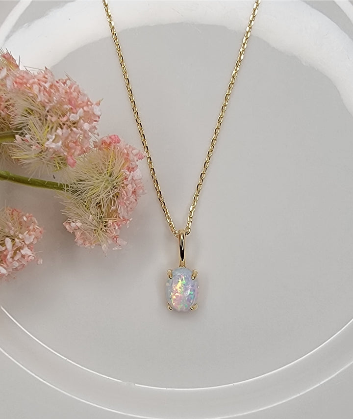 Oval Shape Opal Necklace