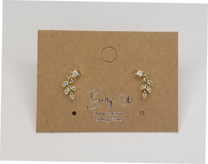 Delicate Flower Leaf Pattern Post Earring: Gold - JY3