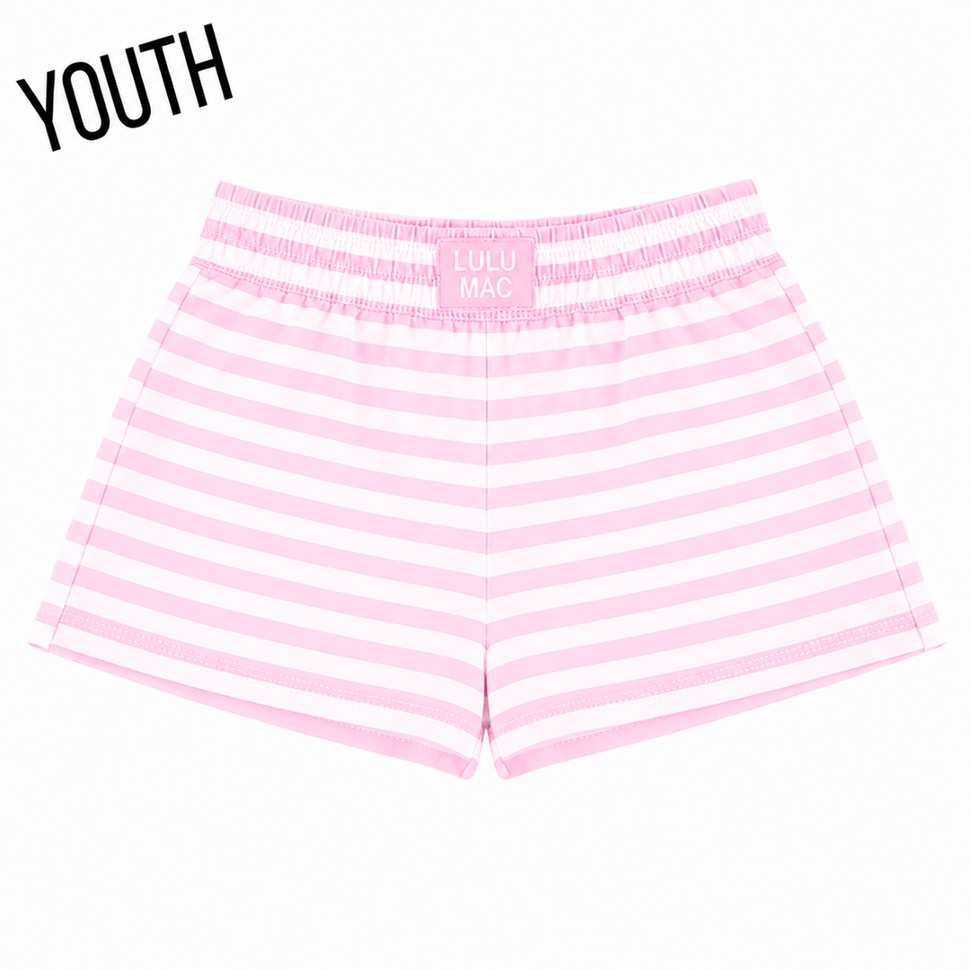 STRIPE MONO-TAG PATCH SHORTS-LIGHT PINK