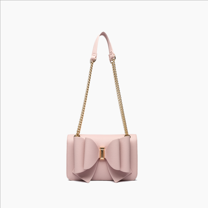 Jane Overflap Bow Crossbody Handbag Elegant Purse for Outing: Blush