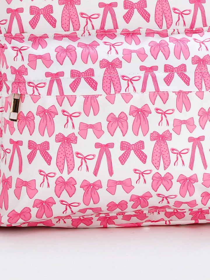Bow Print Girls Canvas Backpack
