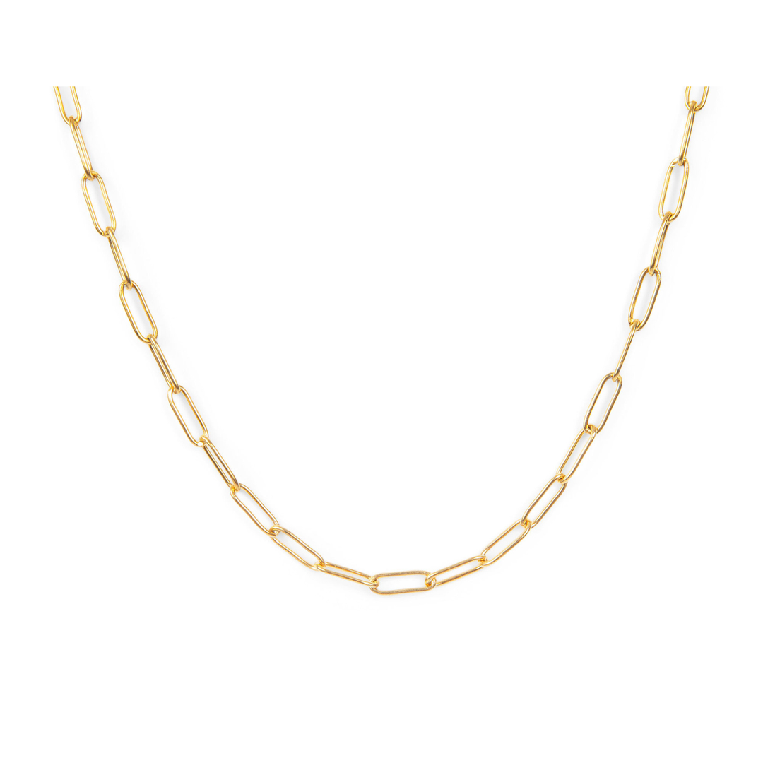 Paperclip Classic Gold Necklace Chain: Thick