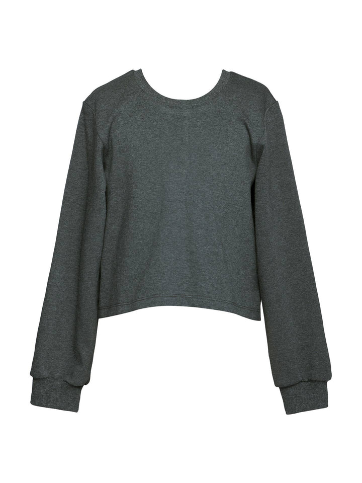 Sequin Bow Sweatshirt With Back Slit