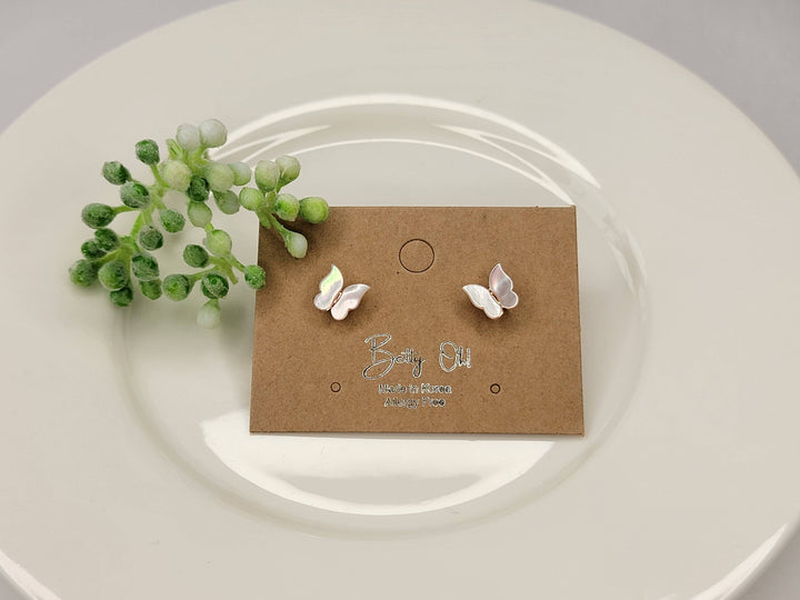 Mini Butterfly Stud Earrings: MOTHER OF PEARL - MK3