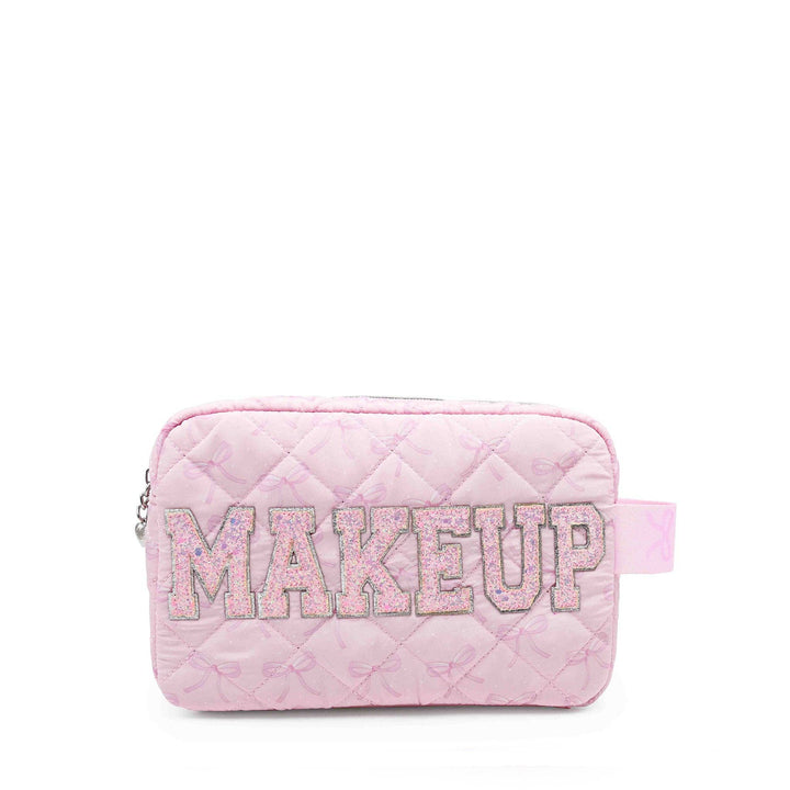 'MAKEUP' Bow Printed Quilted Pouch