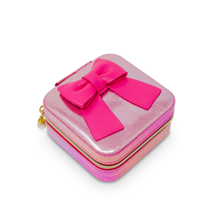 Shiny Jumbo Bow Jewelry Box: Hot Pink