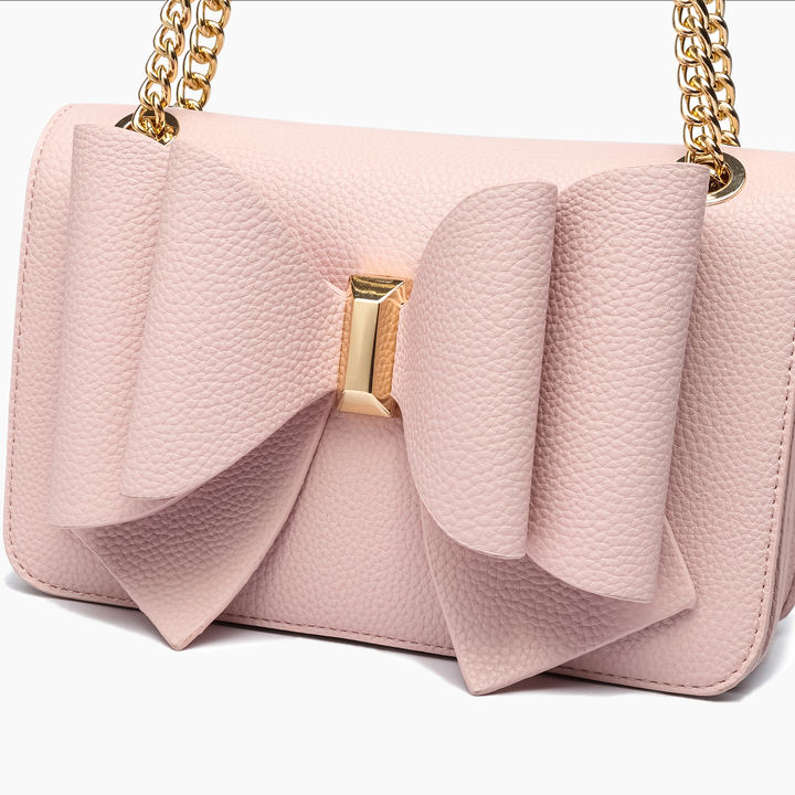 Jane Overflap Bow Crossbody Handbag Elegant Purse for Outing: Blush