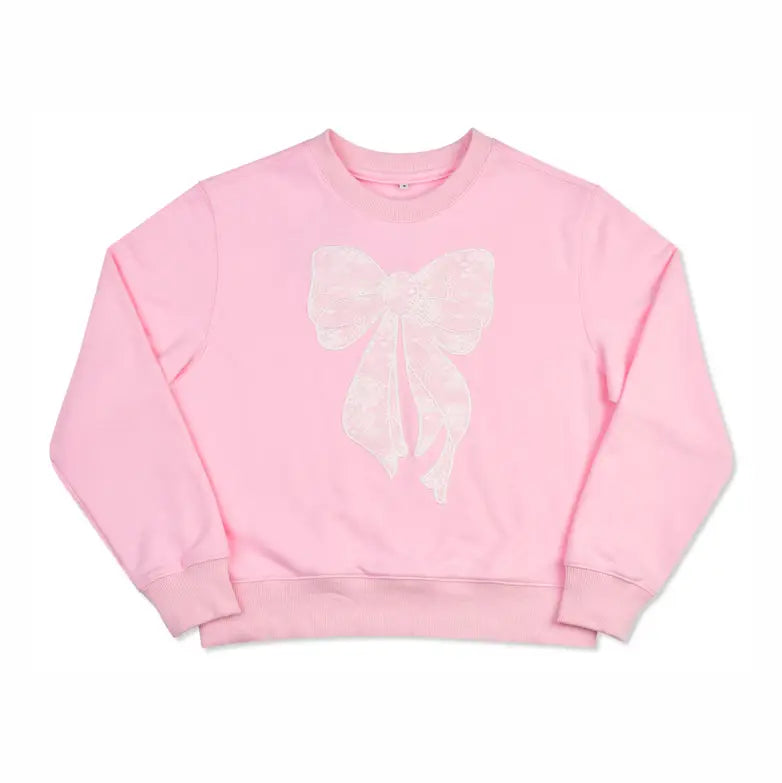 Lace Bow Pink Sweatshirt