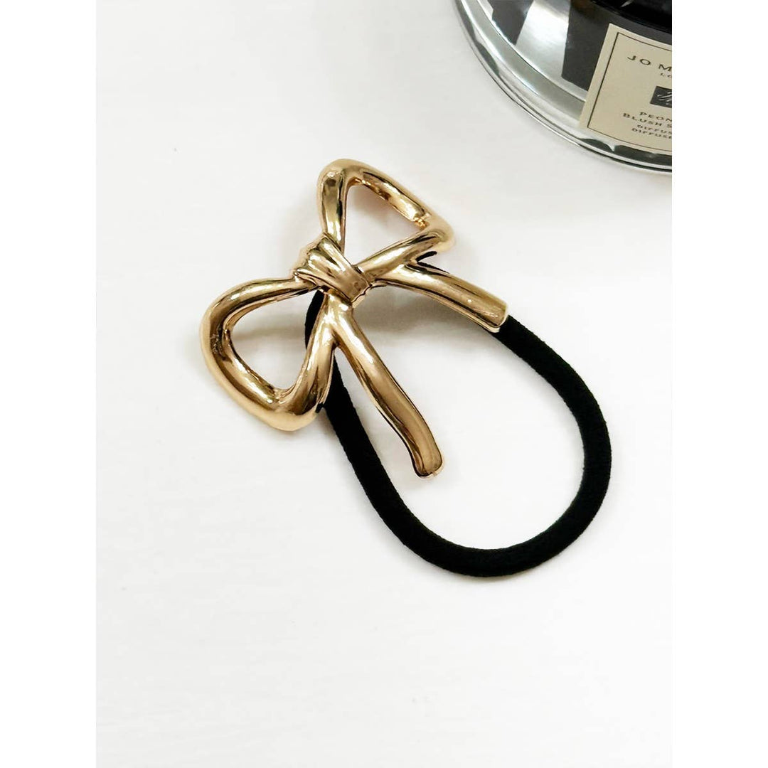 Gold Metal Bow Ponytail Holder