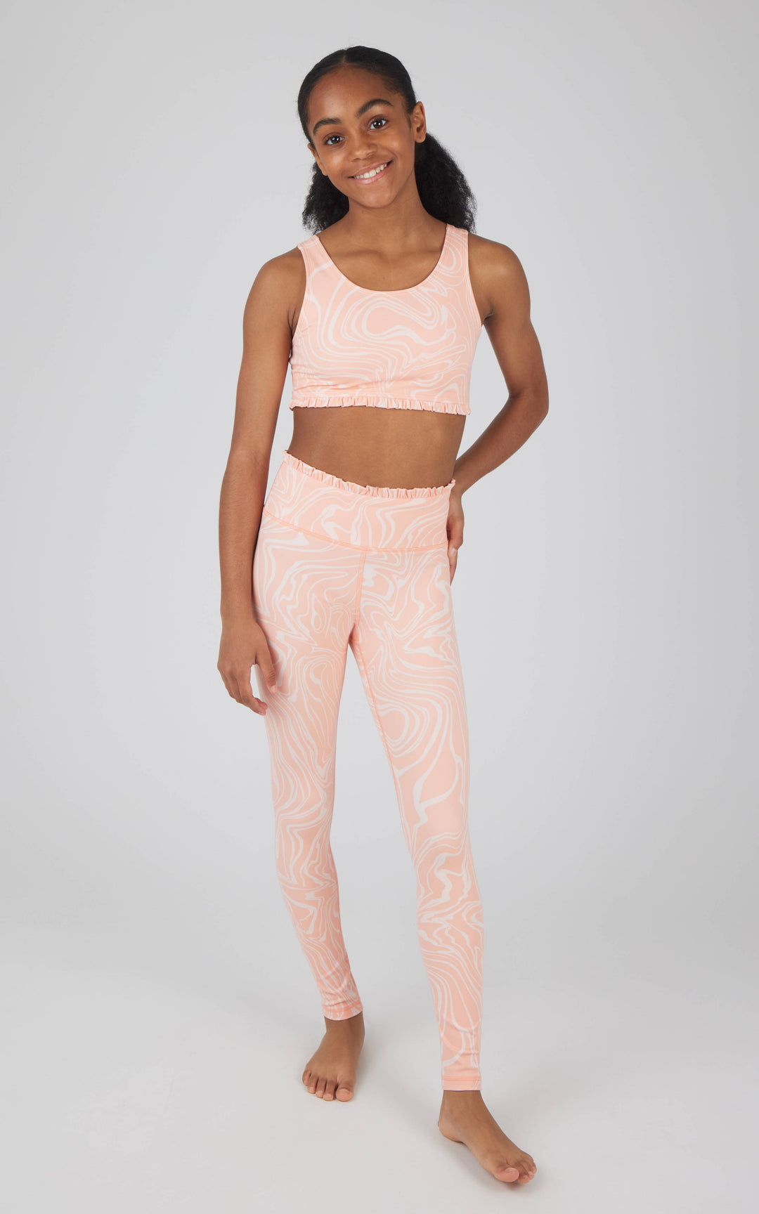 Girls Lux Ruffle Detailed Bra and Leggings - SET: Granada Sky