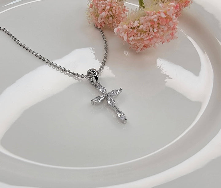 CZ Small Cross Necklace: Gold - ST43