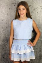 Blue Eyelet Trim Skirt