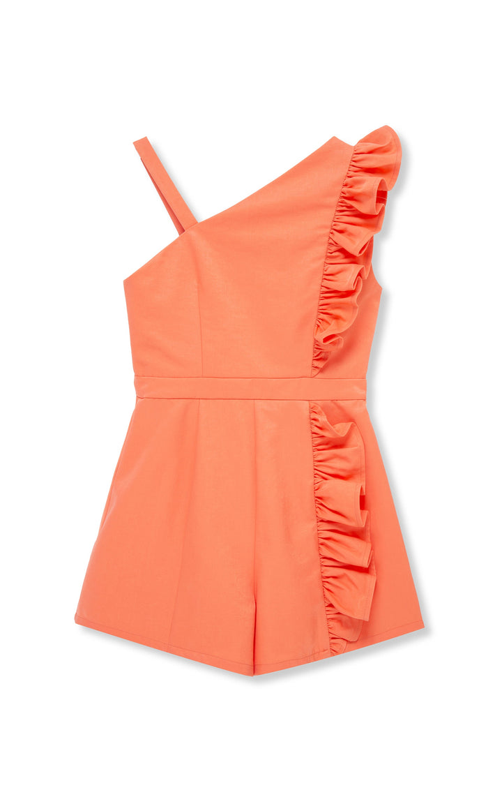 Coral Asymmetrical Romper Blossom Girl Coral Asymmetrical Romper Blossom Girl
