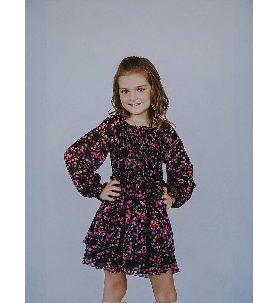 Black Pink Floral Dress – Blossom Girl Black Pink Floral Dress – Blossom Girl