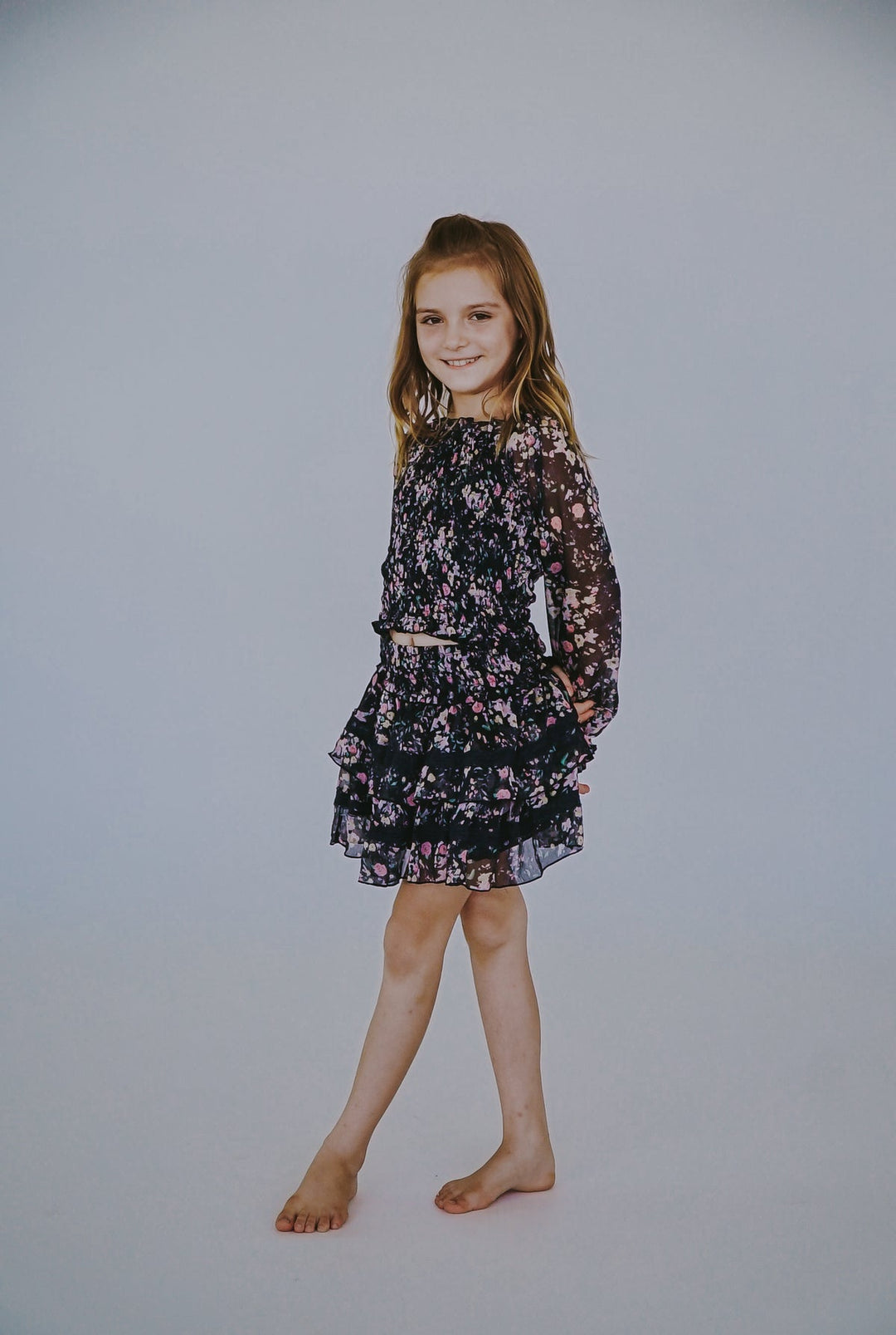 Floral Navy Chiffon Skirt