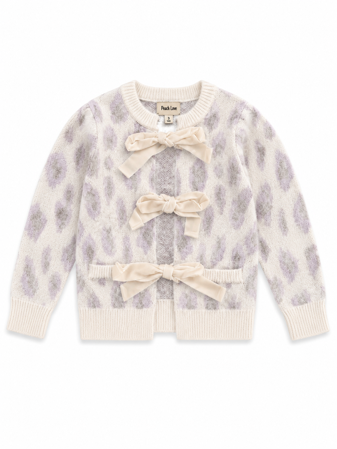 Front Velvet Tie Detail Leopard Cropped Cardigan