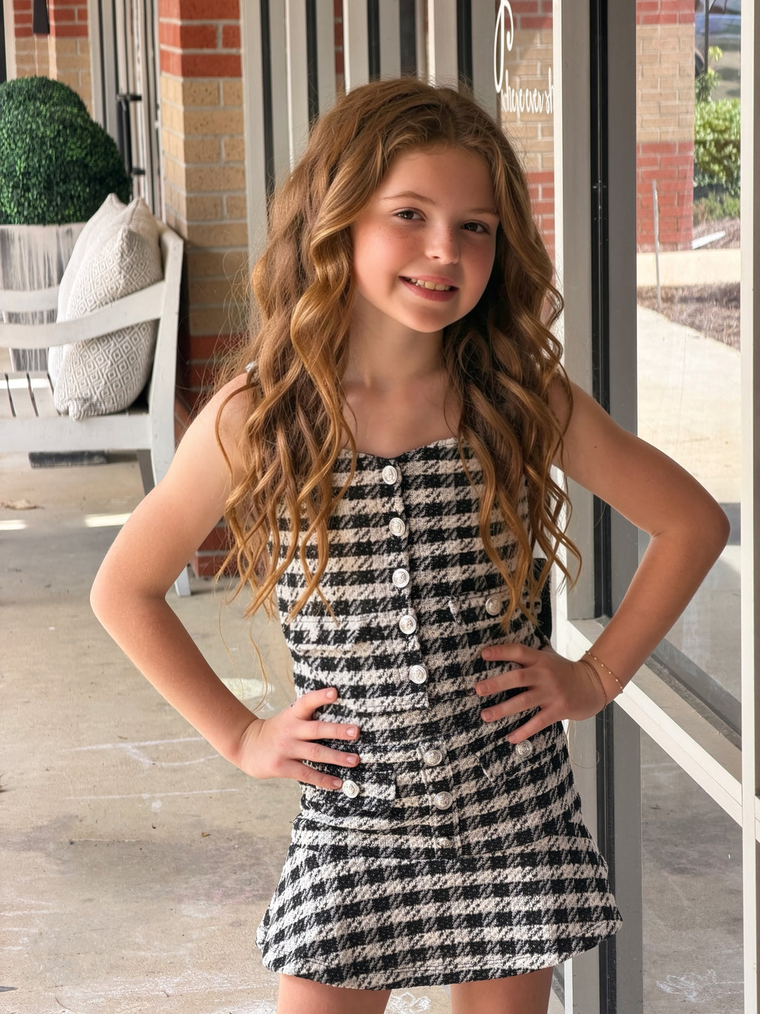 Black and White Houndstooth Top