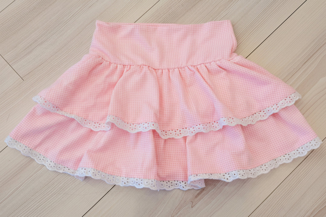 Pink Stretch Gingham Skirt
