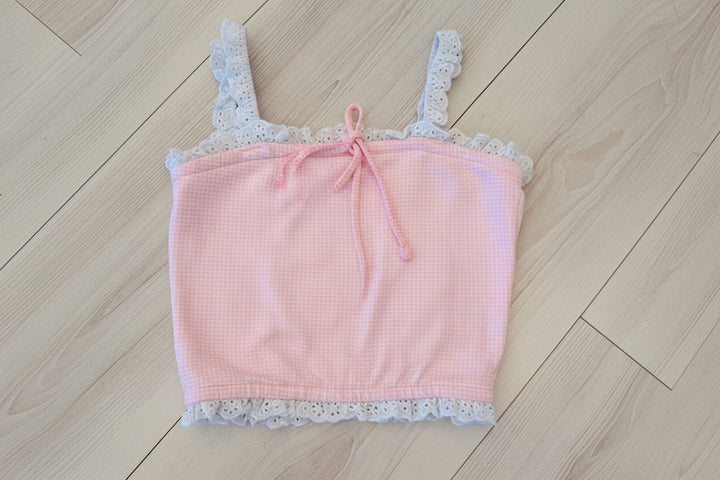 Pink Stretch Gingham Top