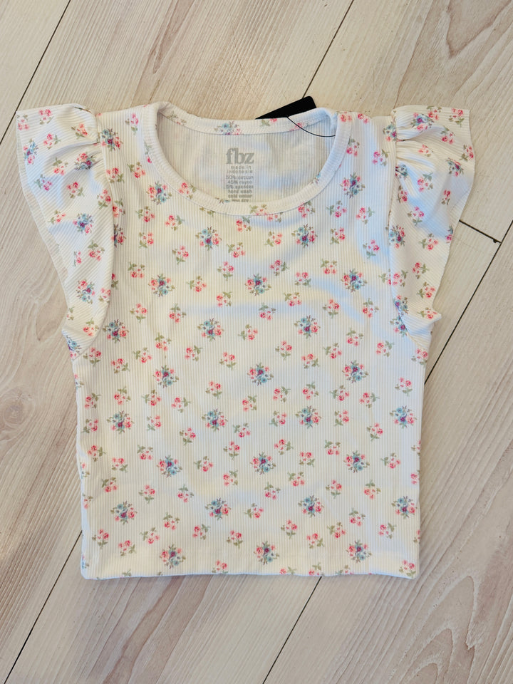 White Multicolor Floral Top