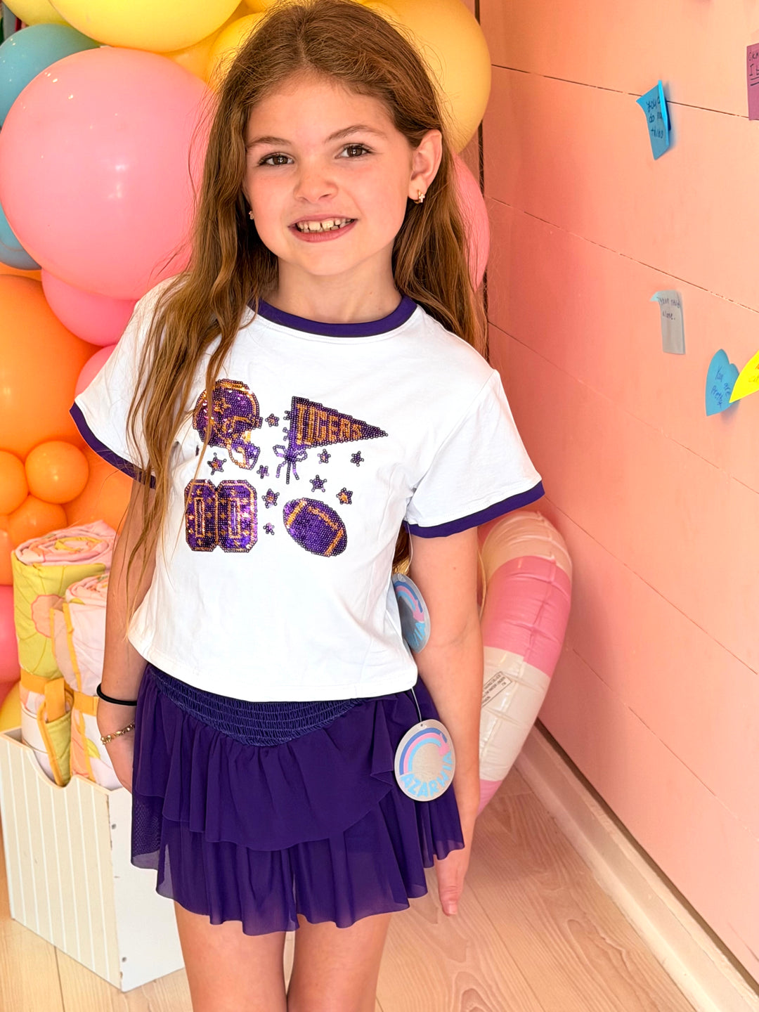 Smocked Mesh Skort Purple