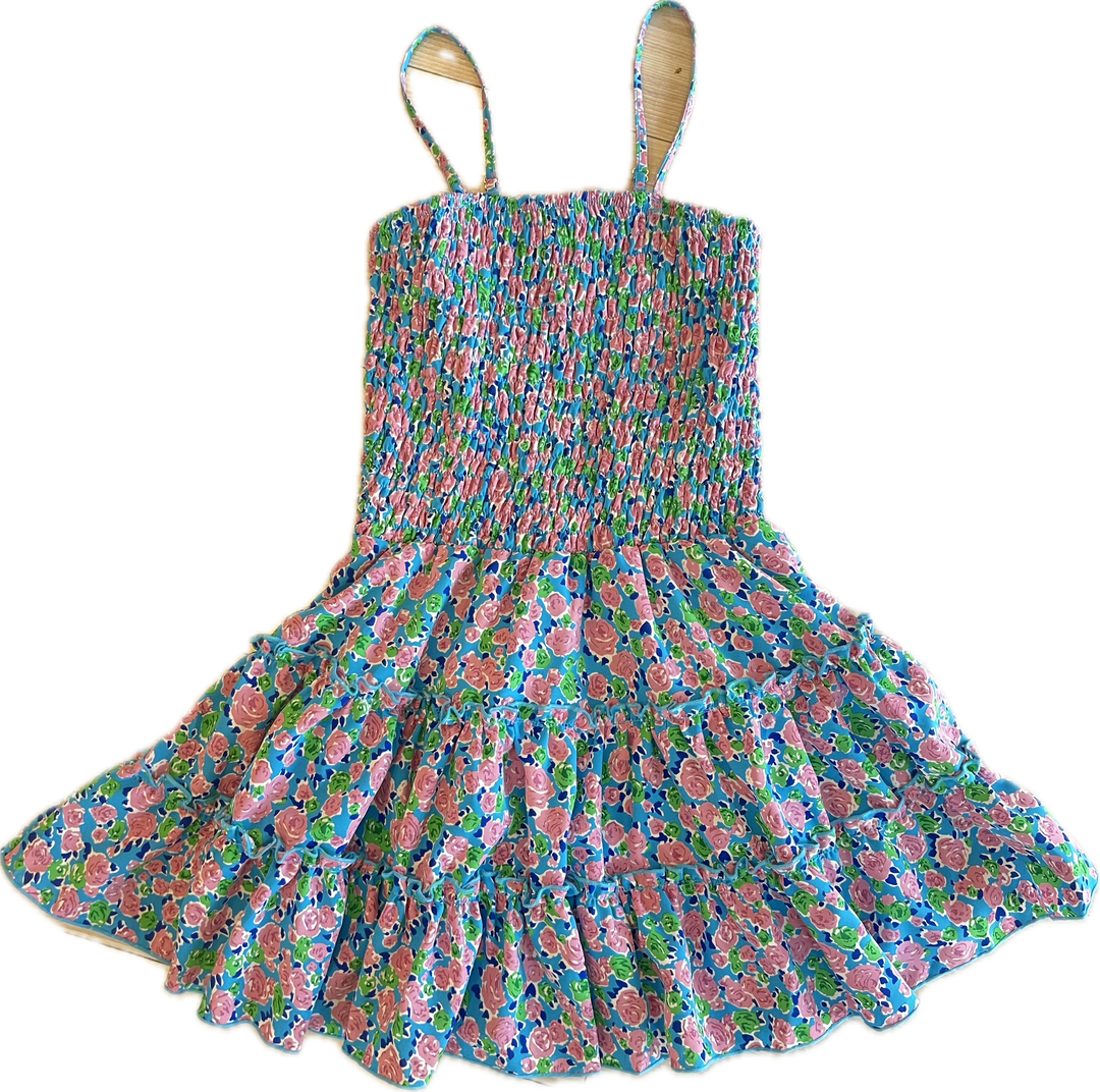 Blue Pink Flower Dress