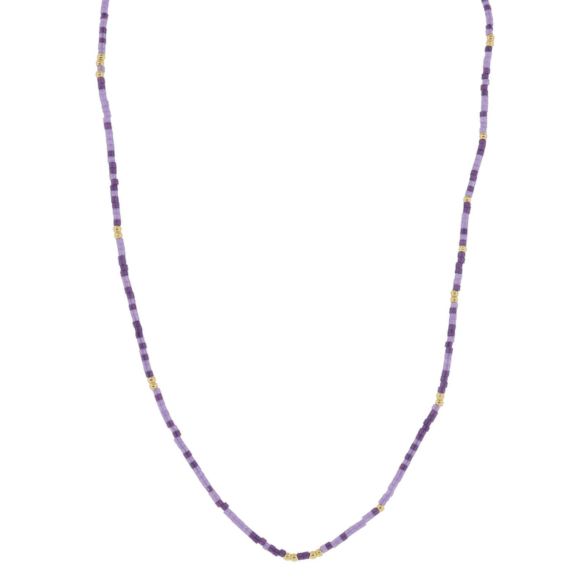 Colored Beaded Necklace Dainty Multi Purple