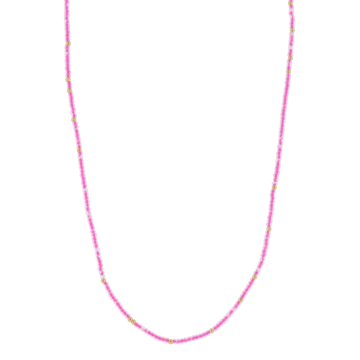 Colored Beaded Necklace Dainty Hot Pink