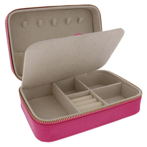 Hot Pink Jewelry Case, Saffiano Leather