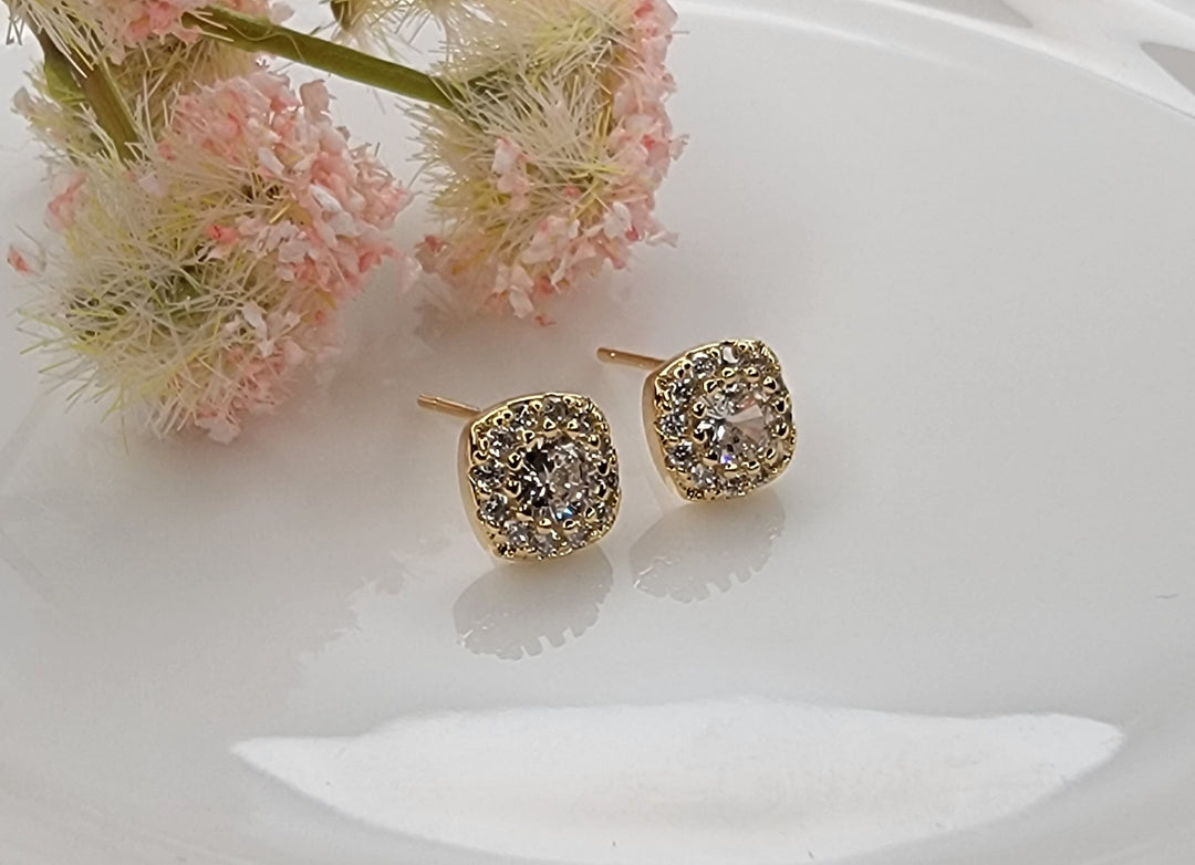 Square Shape Cubic Zirconia Earrings