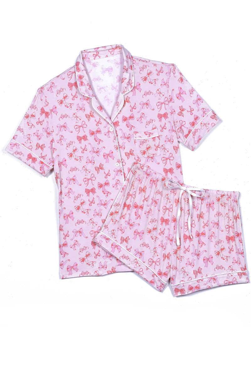 Lynn PJ Set in Bows on Pink