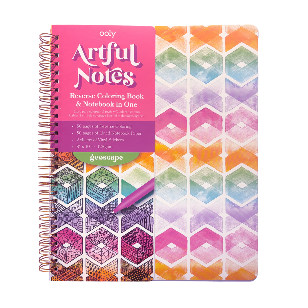 Artful Notes Notebook: Geoscape Reverse Color Notebook