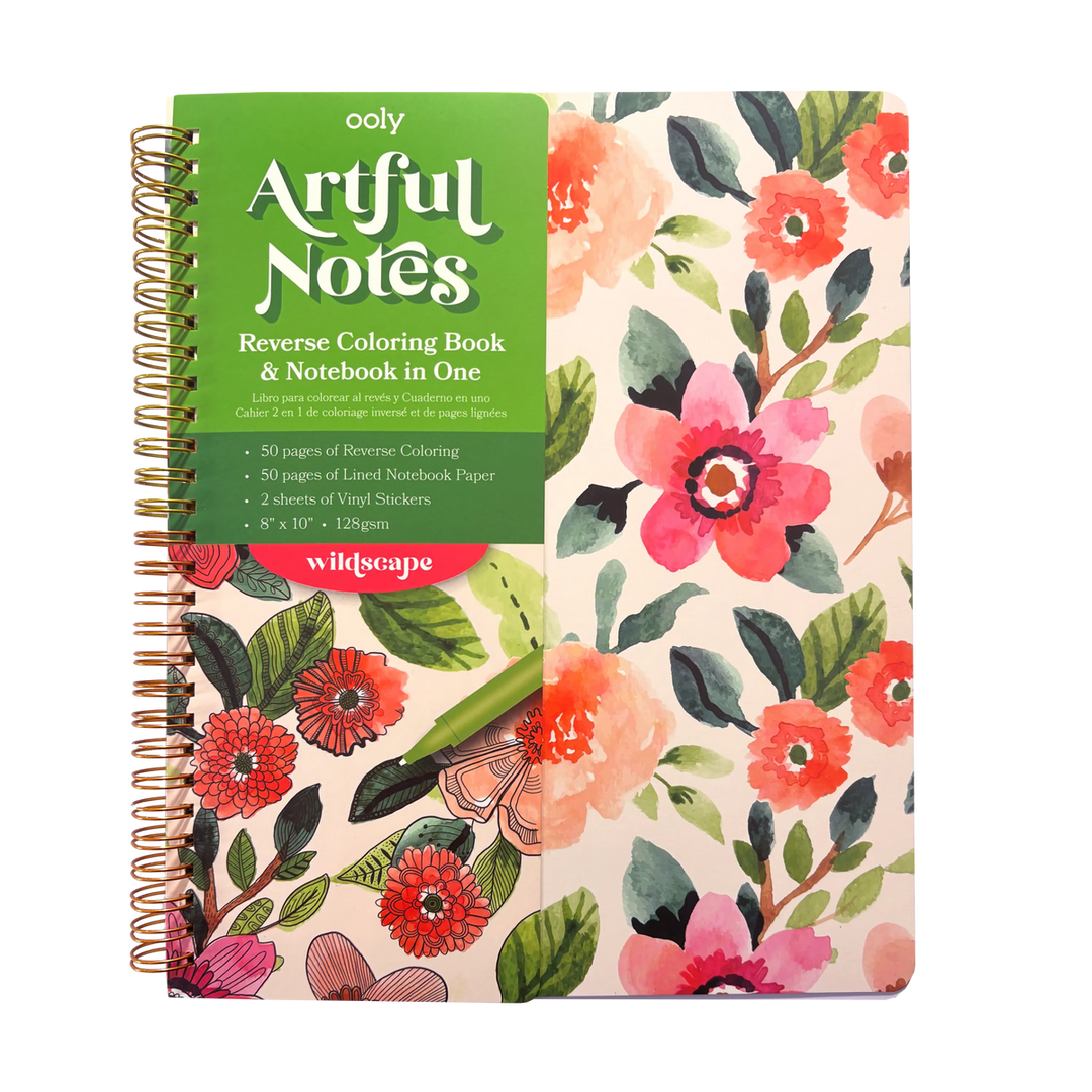 Artful Notes Notebook: Wildscape Reverse Color Notebook