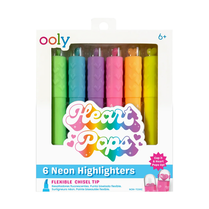 Heart Pops Neon Highlighters (Set of 6)