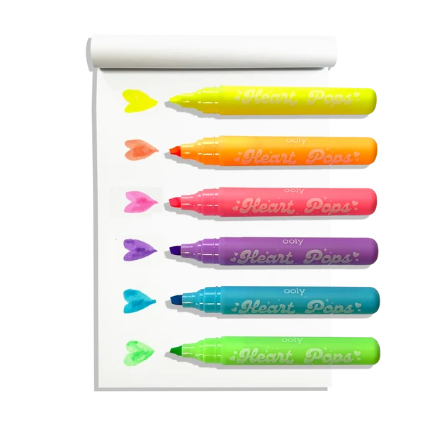 Heart Pops Neon Highlighters (Set of 6)