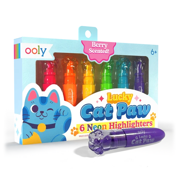 Lucky Cat Paw Neon Highlighters Berry Scent (Set of 6)