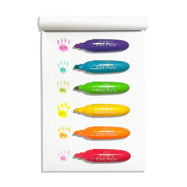 Lucky Cat Paw Neon Highlighters Berry Scent (Set of 6)