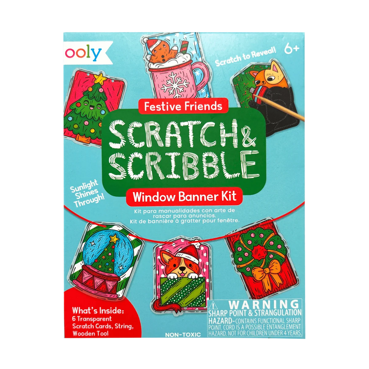 Mini Scratch & Scribble Window Banner Kit - Festive Friends