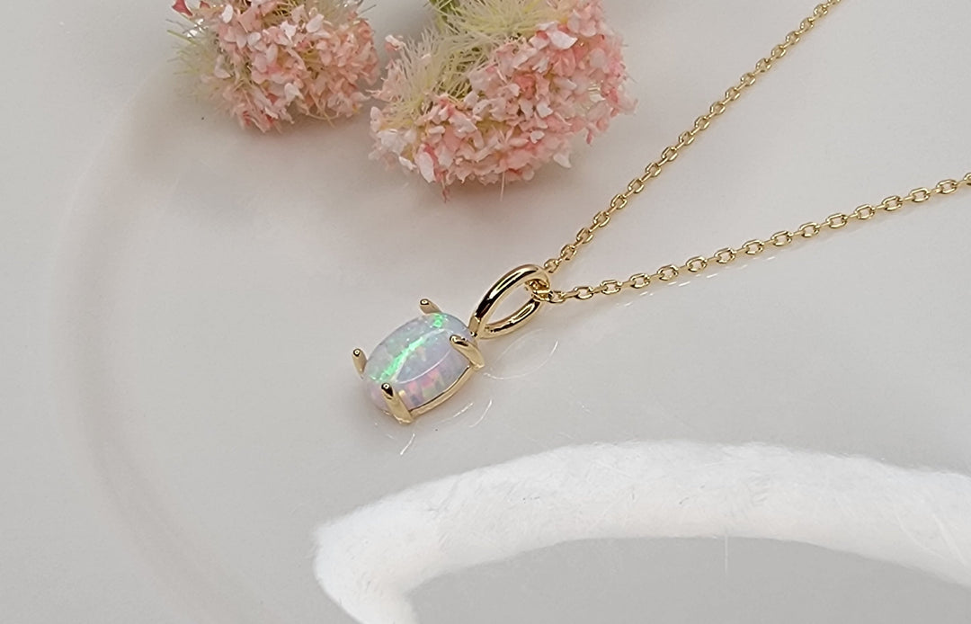 Oval Shape Opal Necklace