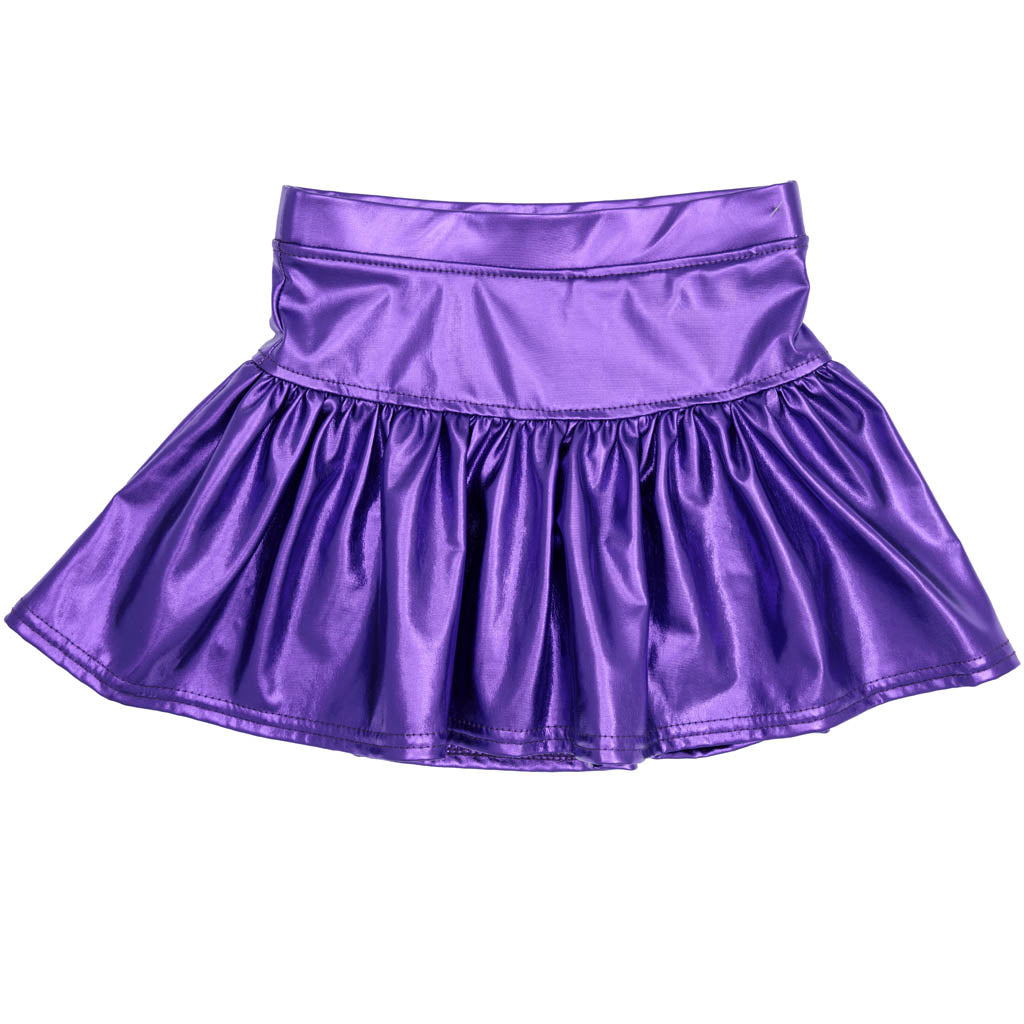 Slick Metallic Gathered Skort in Purple