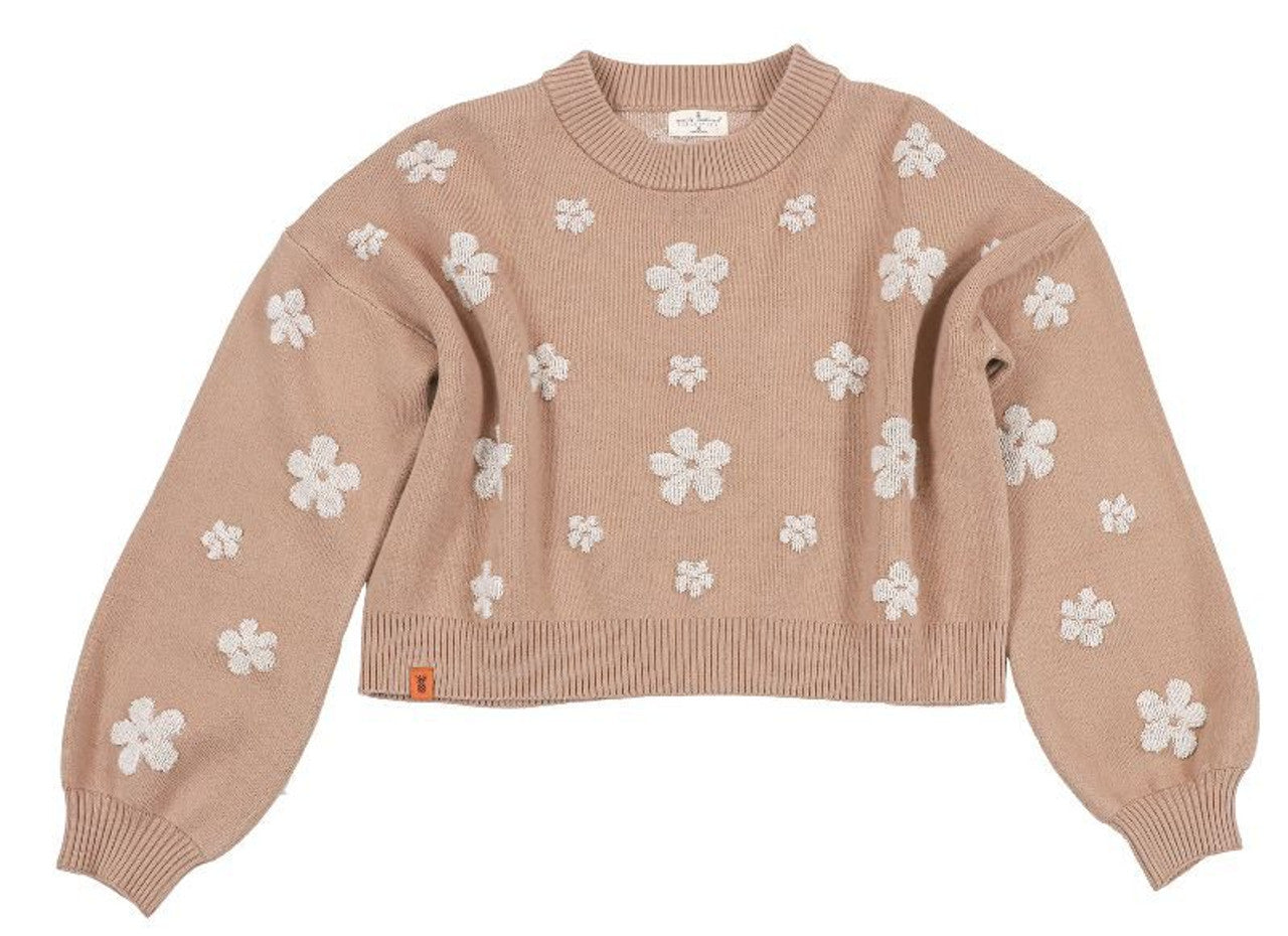 SS brown flower sweater