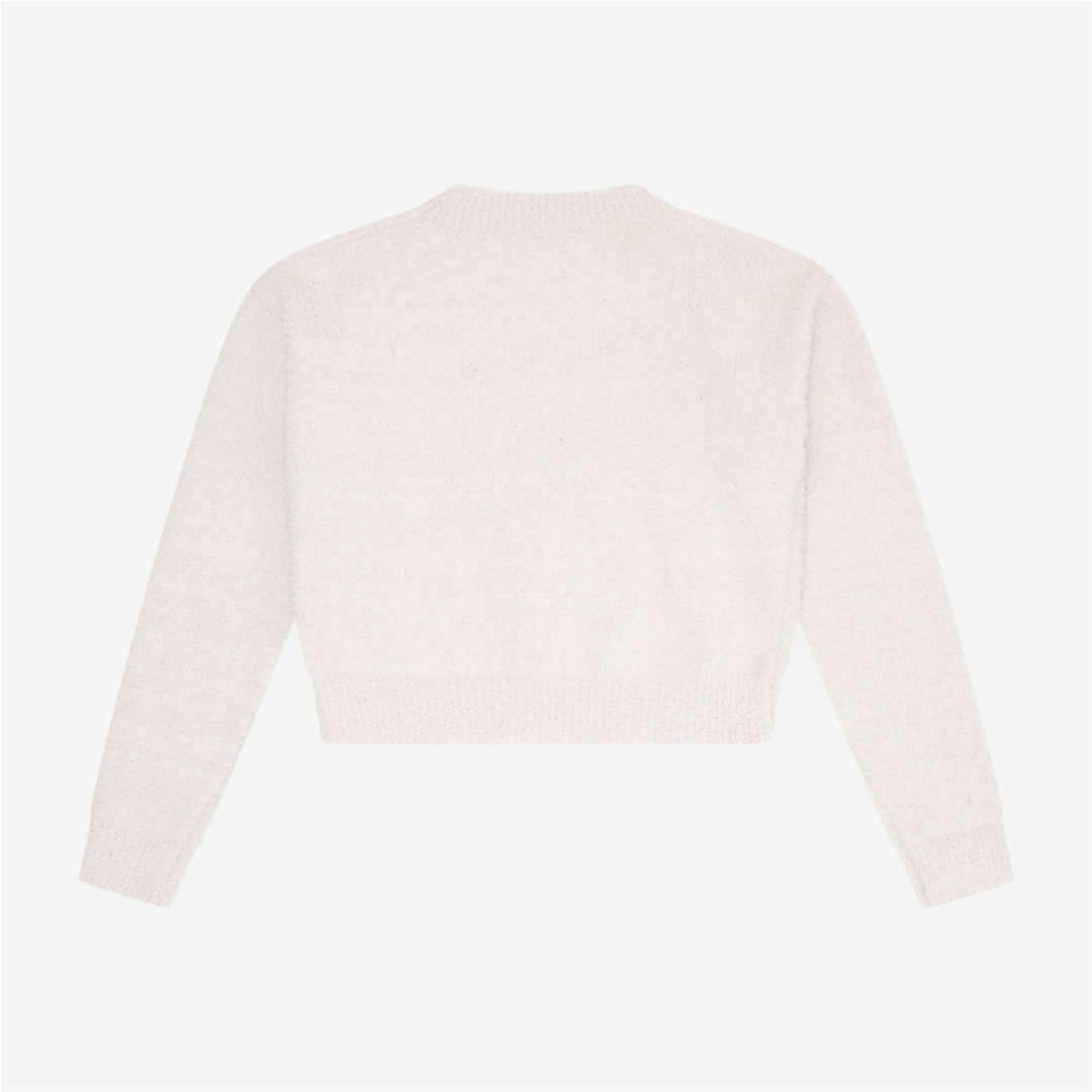 Ecru Sherpa Crew Neck Sweater