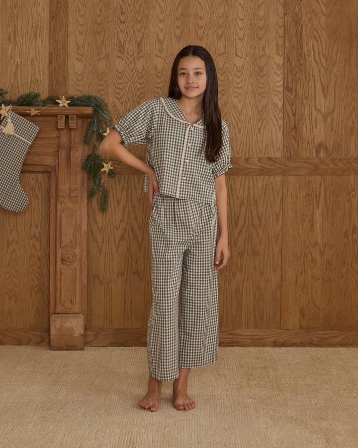 Ruffle Pajamas - Evergreen Gingham
