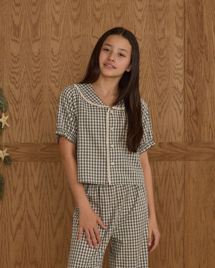 Ruffle Pajamas - Evergreen Gingham